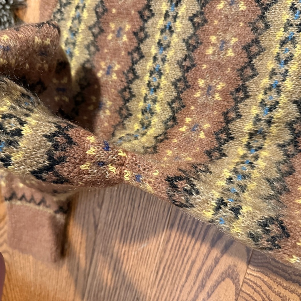 Doen Fran Mohair/Merino Fair Isle Wool Sweater - Brown, Cream, Green size Small - Picture 7 of 12
